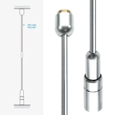 Ceiling-to-Floor Fixing Kit with Two 1.5M Long Rods — 3M (9’ 10”) Length | Nova Display Systems