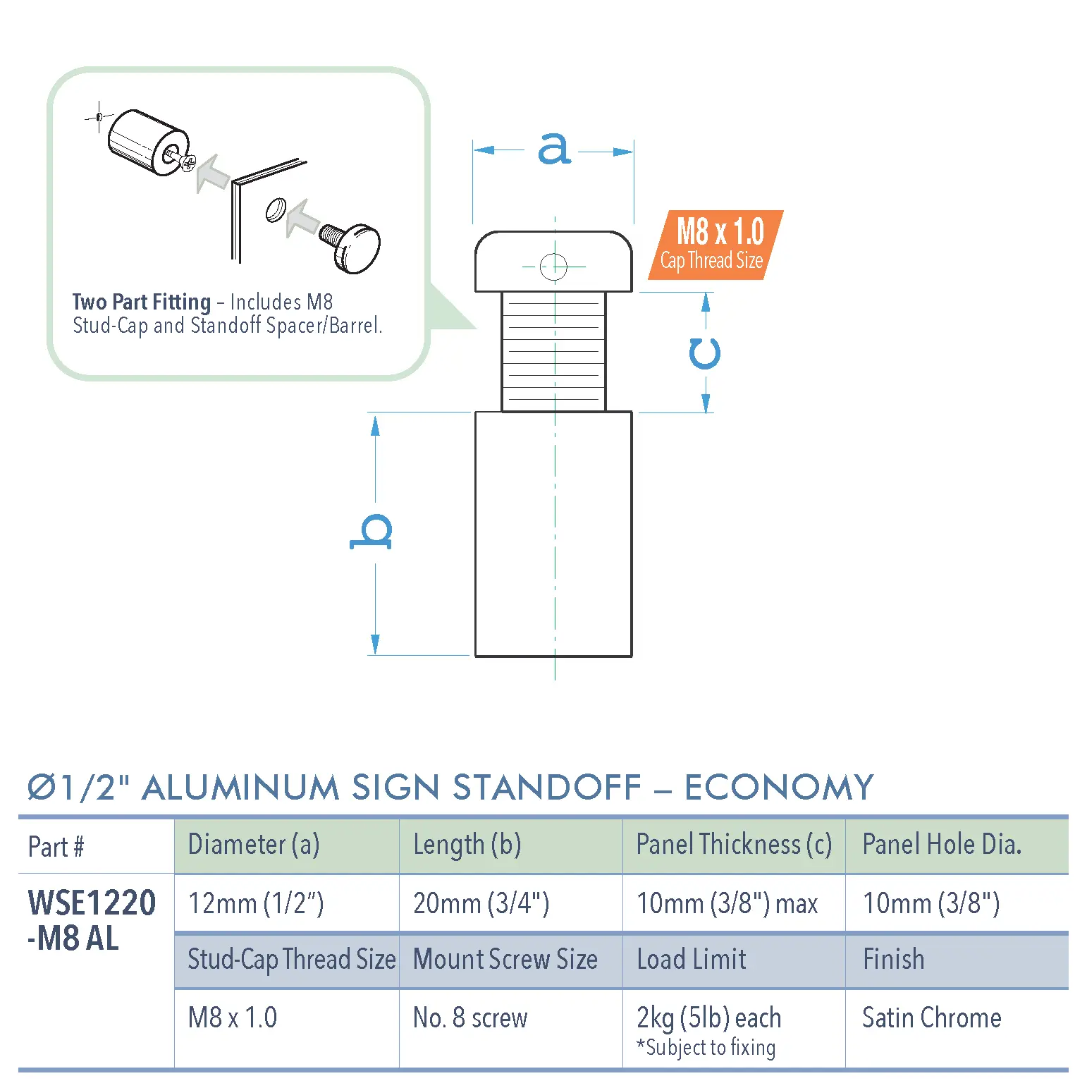 Specifications for WSE1220-M8 AL