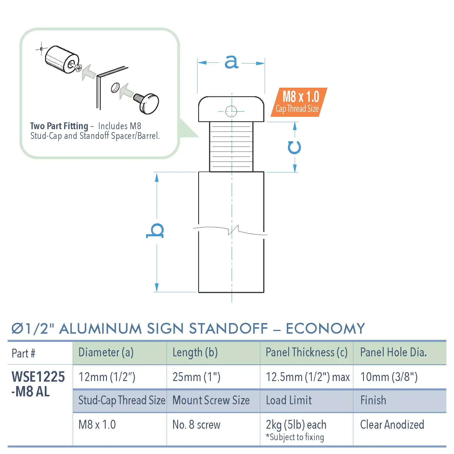 Specifications for WSE1225-M8 AL