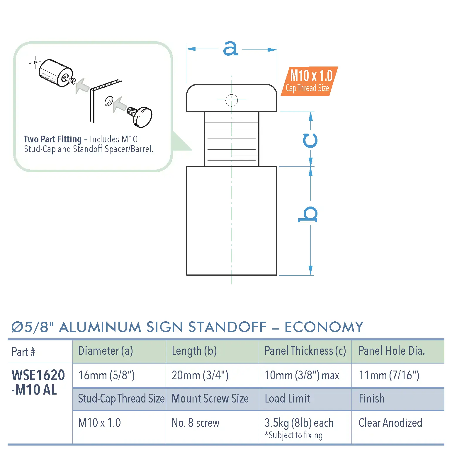 Specifications for WSE1620-M10 AL