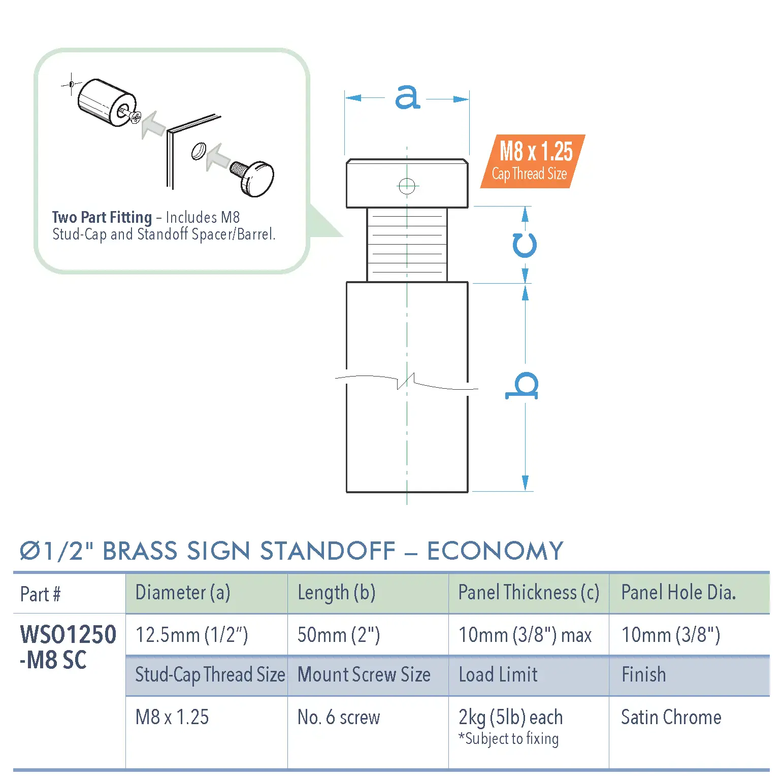 Specifications for WSO1250-M8-SC