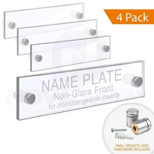 Acrylic Door Name Plate. Set of 1/8″ Clear & 1/8″ Non-Glare Acrylic Blanks with Laser-Cut Polished Edges