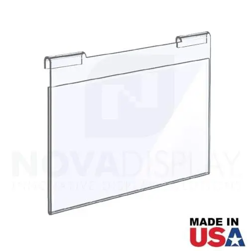 Clear Acrylic Hook-on Info/Poster Holder – Letter Format. Landscape Orientation