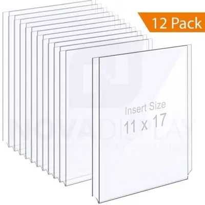 1/8″ Clear Acrylic Easy Access Info/Poster Holder – Ledger/Tabloid Format. Portrait Orientation