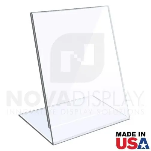 1/8″ Crystal Clear Acrylic Sign Holder / Slant Back Display Easel – Portrait Orientation