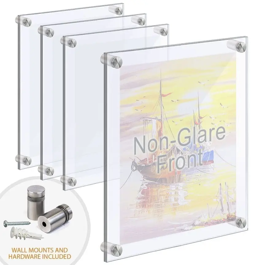 Large Acrylic Frames Wall Mounted with Standoffs