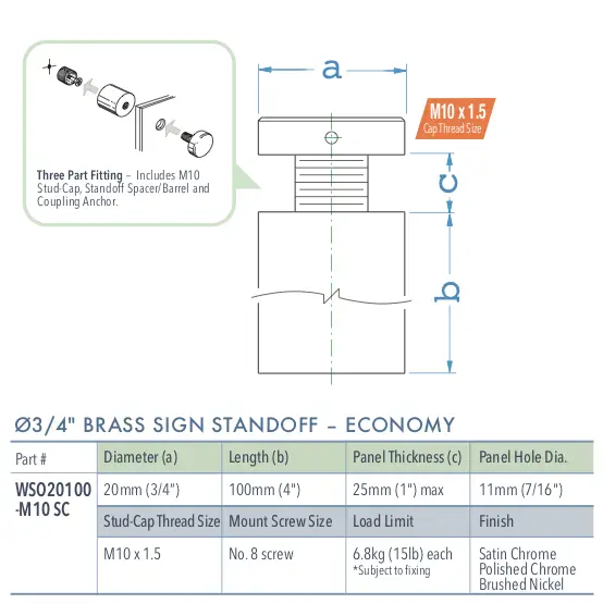 Specifications for WSO20100-M10 SS