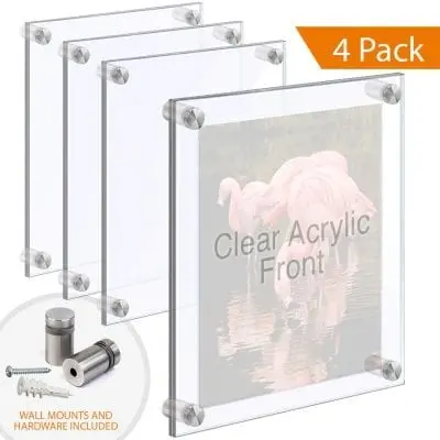 1/2″ Thick Acrylic Block Frames with Standoffs / Wall Mounted.