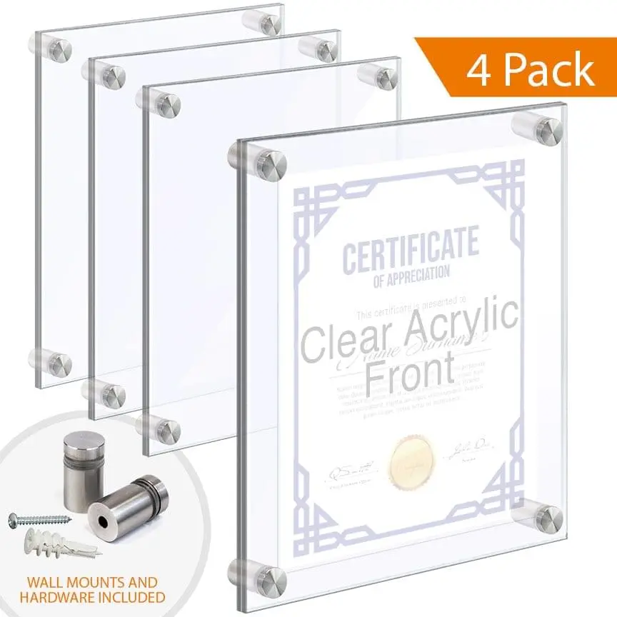 1/2″ Thick Acrylic Block Frames with Standoffs / Wall Mounted.