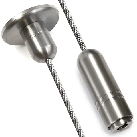 4.0M (13′ 1-1/2″) Long 3mm (1/8″) Diameter Cable with Ceiling-to-Floor Fixings (#303 Stainless Steel)