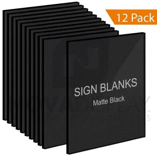 1/4″ Satinice/Matte Black Acrylic Sign Blanks without Holes – Polished Edges