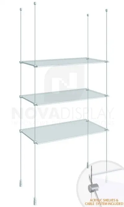 KSI-003PLEX Cable Suspended Acrylic Shelving Display Kit