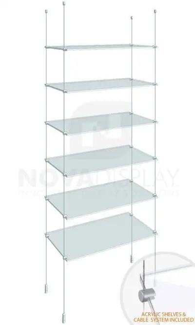 KSI-006PLEX Cable Suspended Acrylic Shelving Display Kit