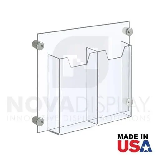 Acrylic Leaflet Dispenser – Double Pocket / Edge-Grip Wall Mounted. Insert Size: 3.5″W x 8.5″H Tri-Fold / QTY 4