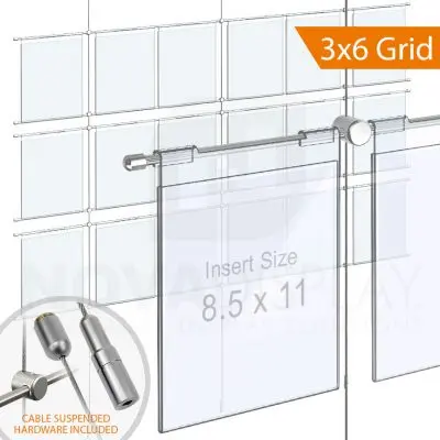 Cable Suspended Hook-on Acrylic Info/Poster Display – Non-Glare