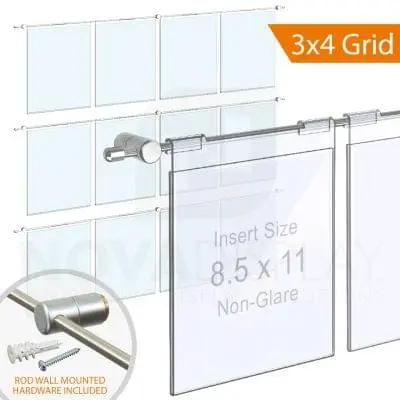 Acrylic Hook-on Info/Poster Holder – Letter Format. Horizontal Rod Assembly