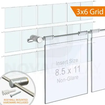 Acrylic Hook-on Info/Poster Holder – Letter Format. Horizontal Rod Assembly