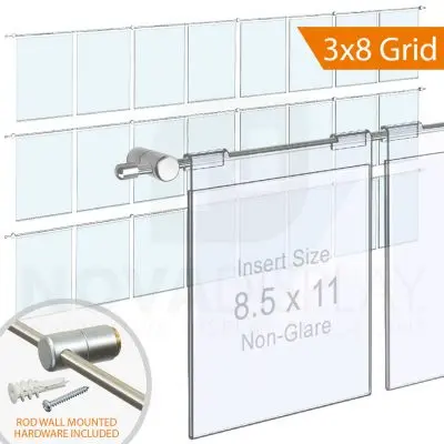 Acrylic Hook-on Info/Poster Holder – Letter Format. Horizontal Rod Assembly