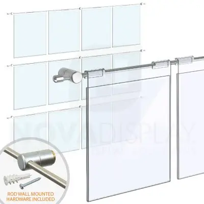 Acrylic Hook-on Info/Poster Holder – Letter Format. Horizontal Rod Assembly