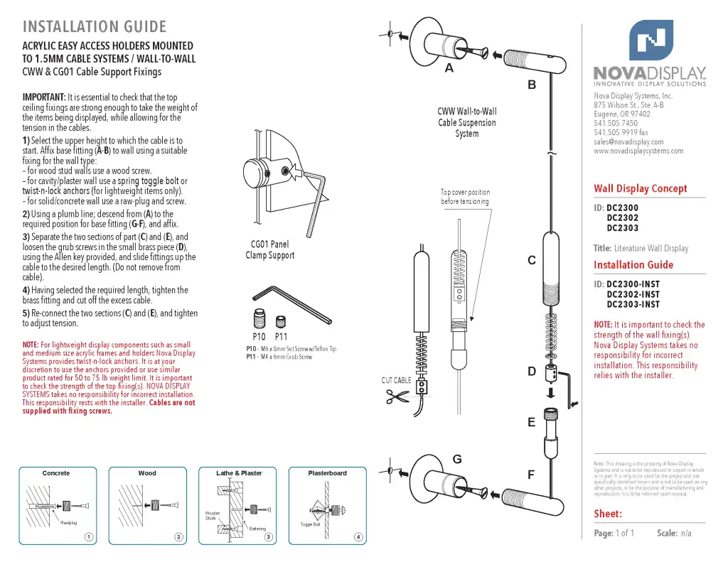 DC2300 Literature Wall Display / INSTALL GUIDE