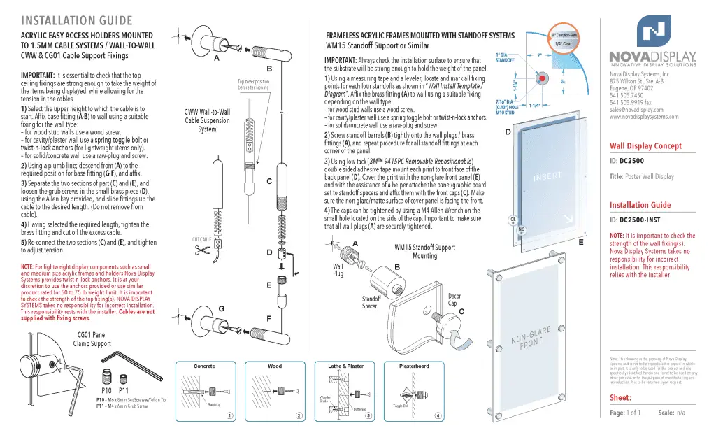 DC2500 Large Poster Wall Display / INSTALL GUIDE