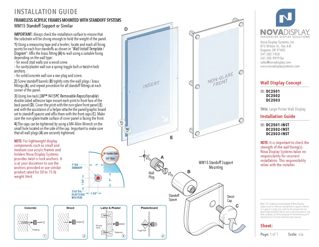 DC2501 Large Poster Wall Display / INSTALL GUIDE