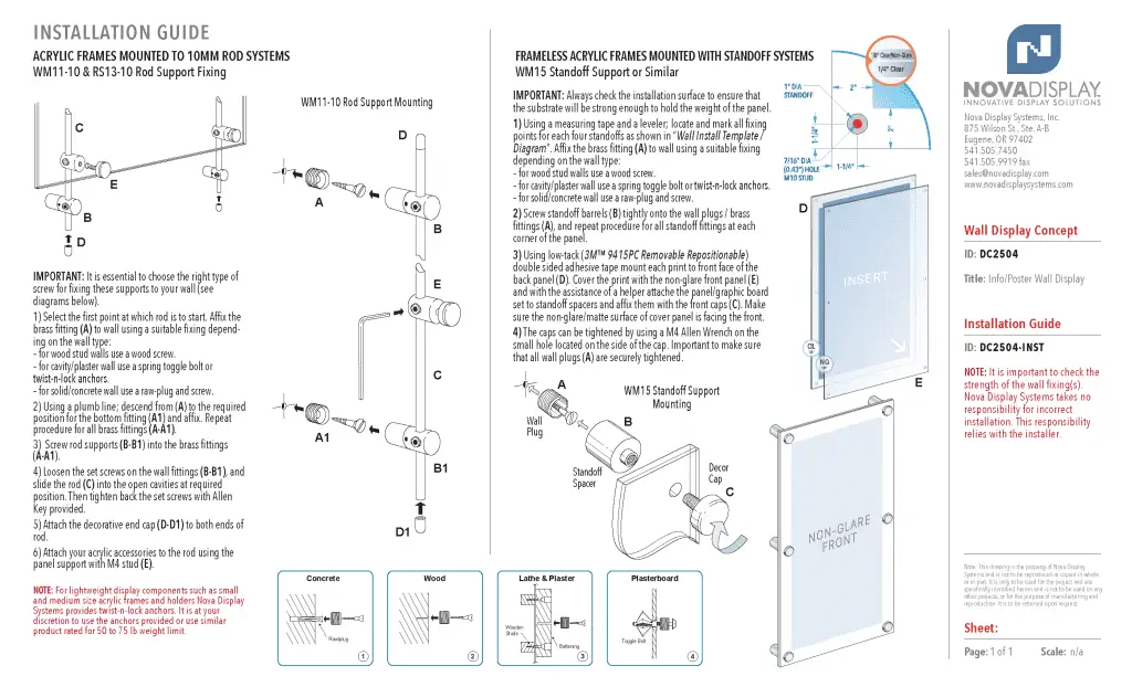 DC2504 Large Poster Wall Display / INSTALL GUIDE