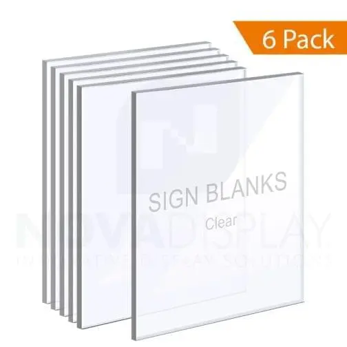 1/4″ Clear Acrylic Sign Blanks without Holes – Polished Edges