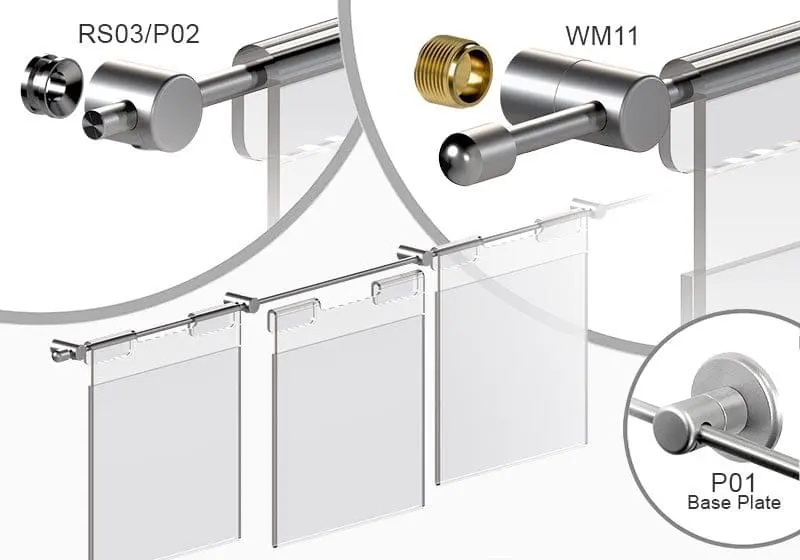 Wall Mounted Horizontal Rods for Suspension Signs and Displays | Nova Display Systems