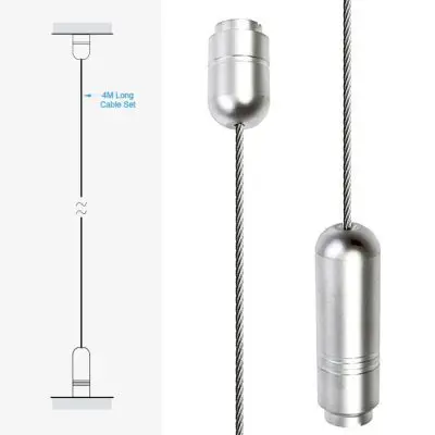 C301-4M 3mm (1/8″) CABLE with Ceiling-to-Floor Fixings – 4.0M (13′ 1-1/2″) Long