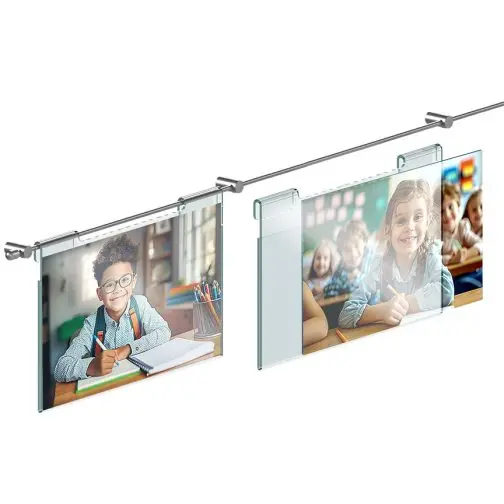 Photo Wall Display with Hook-on Acrylic Holders for 17″ x 11″ Photo Inserts