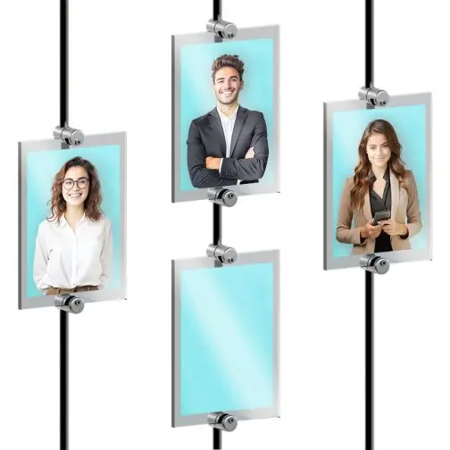 Photo Wall Display with Vertical Acrylic Frames