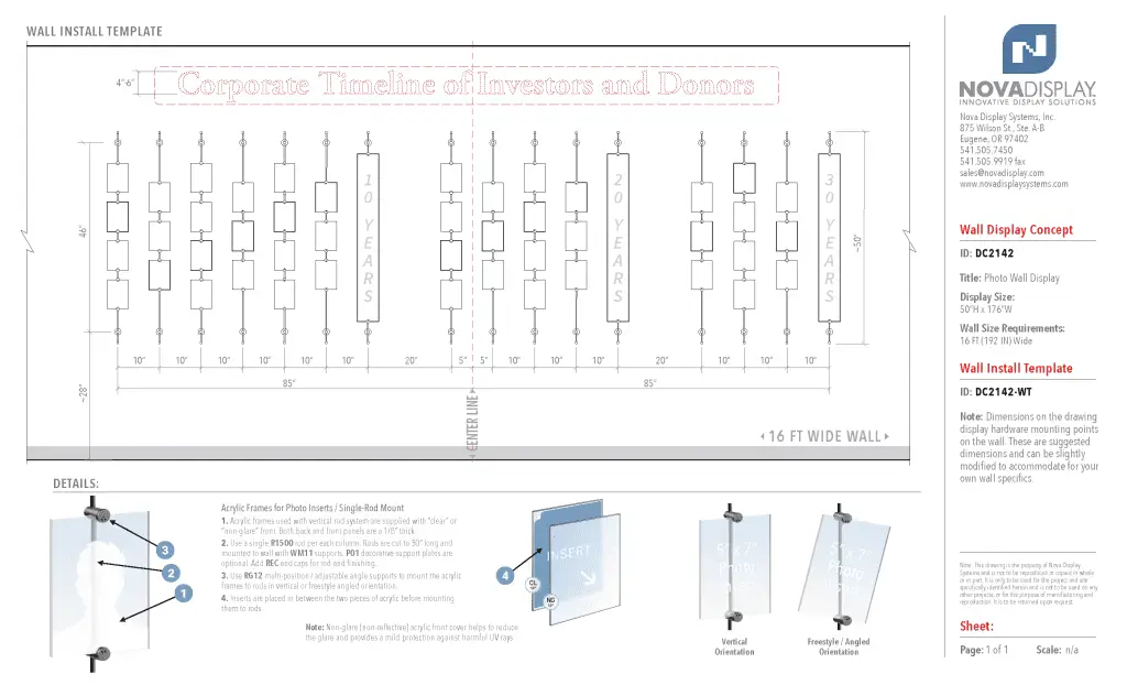 DC2142 WALL-TEMPLATE for Photo Wall Display / Wall Display Idea Concept / Corporate Timeline of Investors and Donors