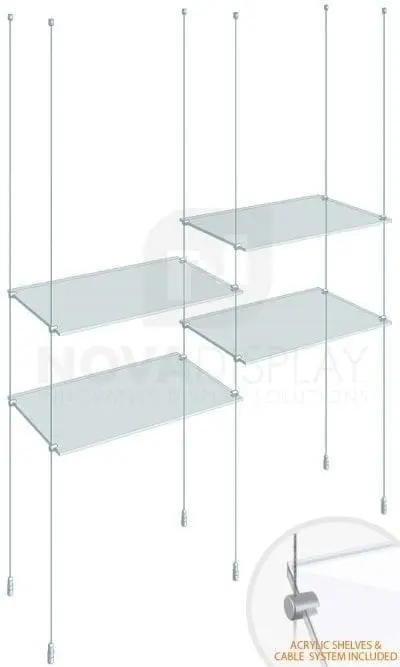 KSI-007PLEX Cable Suspended Acrylic Shelving Display Kit
