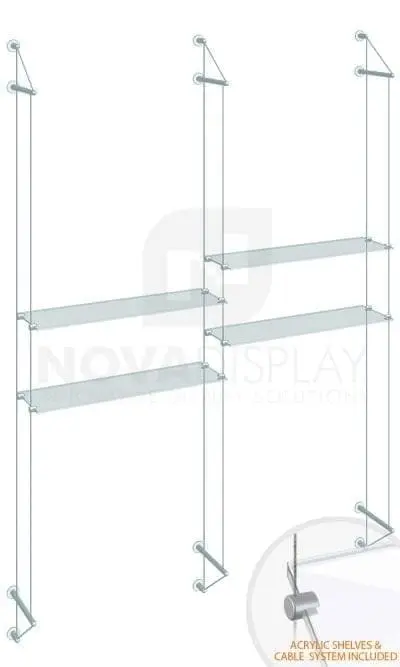 KSI-034PLEX Cable Suspended Acrylic Shelving Display Kit