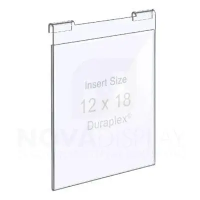 Impact-Resistant Hook-on Acrylic Pocket – Portrait. Insert Size: 12″W x 18″H