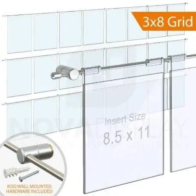Acrylic Hook-on Info/Poster Holder – Letter Format. Horizontal Rod Assembly