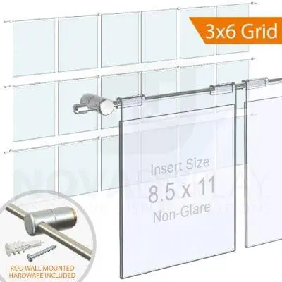 Acrylic Hook-on Info/Poster Holder – Letter Format. Horizontal Rod Assembly
