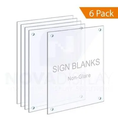 1/8" Non-Glare Acrylic Sign Blanks – with HOLES for M10 STUDS / QTY 6