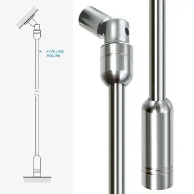 Ceiling-to-Floor Adjustable Fixing Kit with 10mm Rods — Stainless Steel | Nova Display Systems
