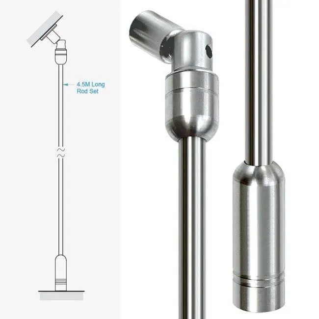 Ceiling-to-Floor Adjustable Fixing Kit with 10mm Rods — Stainless Steel | Nova Display Systems