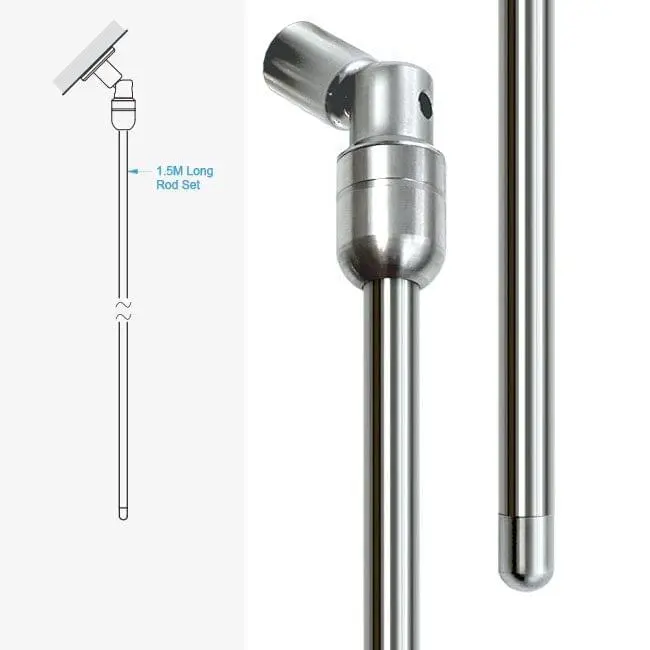 Top/Ceiling Adjustable Fixing Kit with 10mm Rods — Stainless Steel | Nova Display Systems