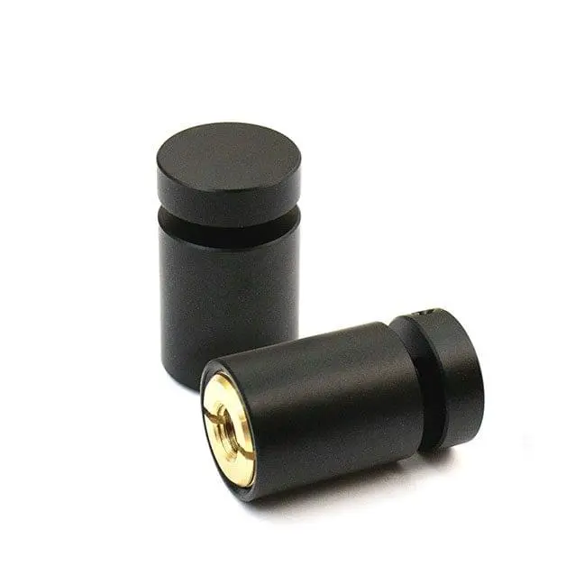 5/8″ Dia. x 3/4″ Aluminum Sign Support (3-Part Standoff with M6 Stud-Cap) / Satin Black Finish