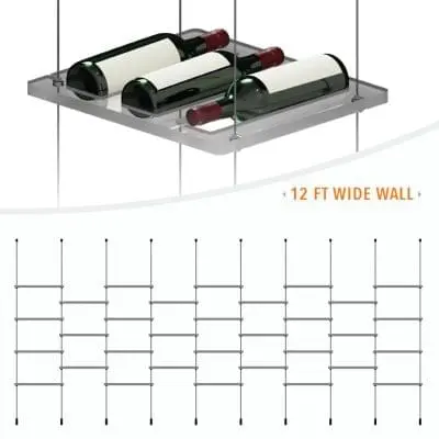 DC3306 Wine-Cellar Display Rack with Cable Suspended Shelves (12FT WALL)