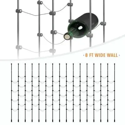 DC3307 Wine-Cellar Display Rack with Rod Suspended Cradle Shelves (8FT WALL)