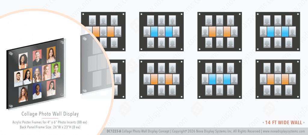 DC1223-A Collage Photo Wall Display Concept with Frameless Acrylic Frames