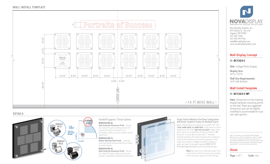 DC1223-C WALL-TEMPLATE Collage Photo Wall Display Concept with Frameless Acrylic Frames