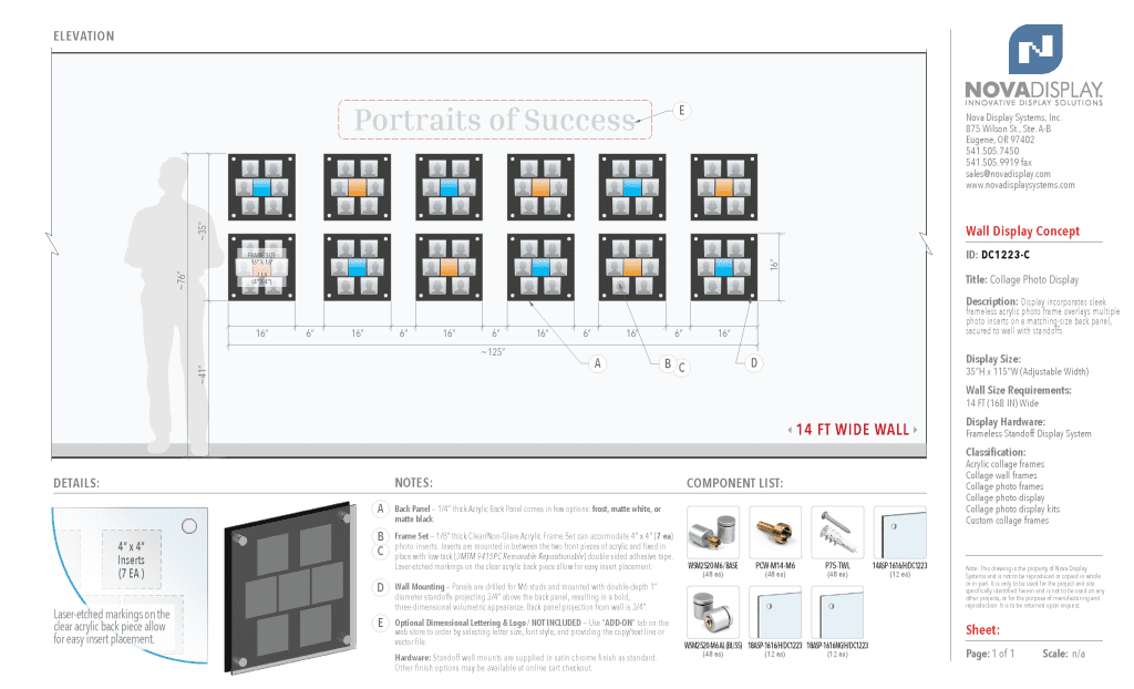 DC1223-C Collage Photo Wall Display Concept with Frameless Acrylic Frames
