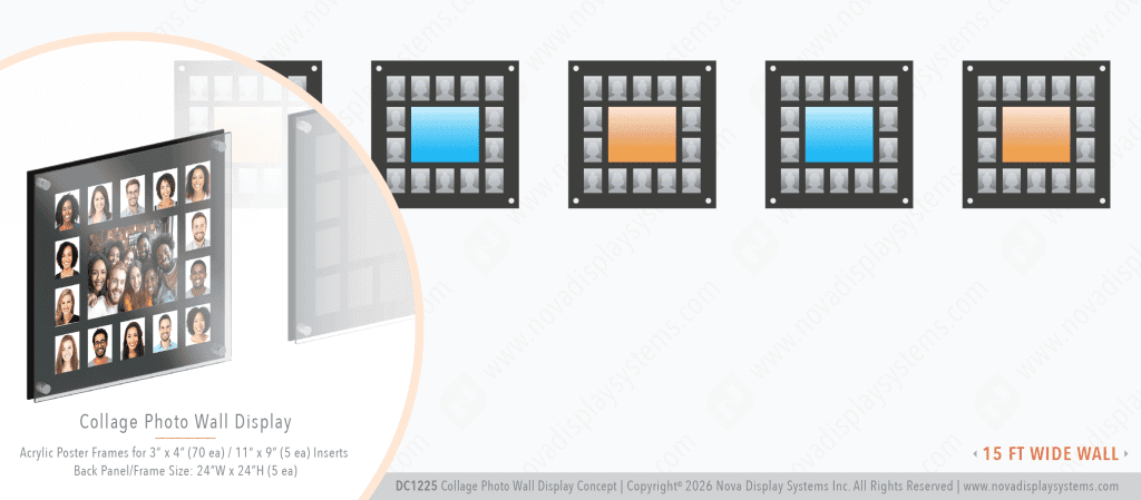 DC1225 Collage Photo Wall Display Concept with Frameless Acrylic Frames