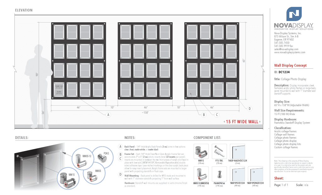 DC1234 Collage Photo Wall Display Concept with Frameless Acrylic Frames